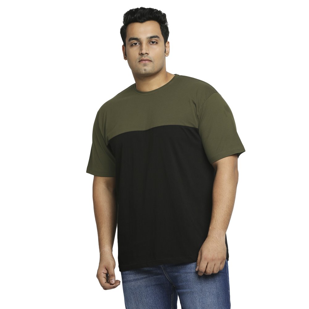 T-Shirt - Color Block - Olive Black