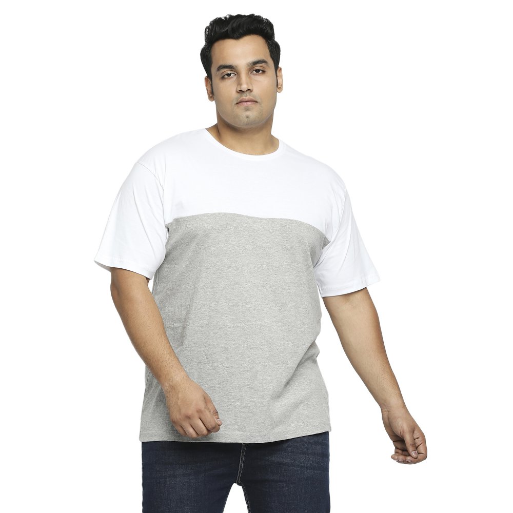 T-Shirt - Color Block - White Grey