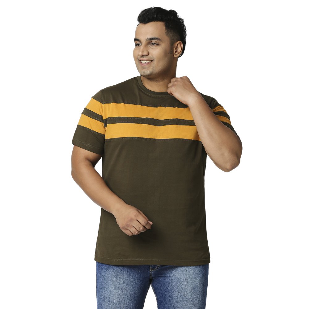 T-Shirt - Double Stripe - Olive Yellow