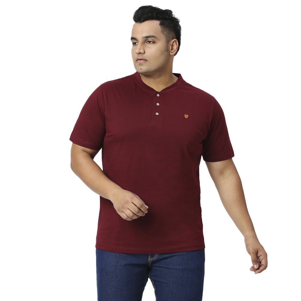 T-Shirt - Henley - Maroon