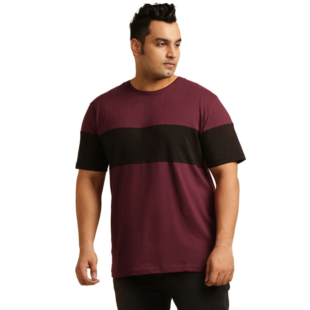 T-Shirt - Stripe - Maroon Black