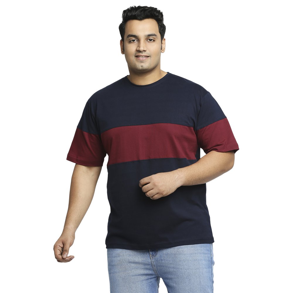 T-Shirt - Stripe - Navy Maroon