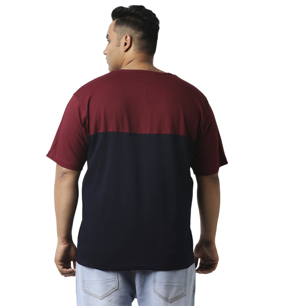 T-Shirt - Color Block - Navy Maroon