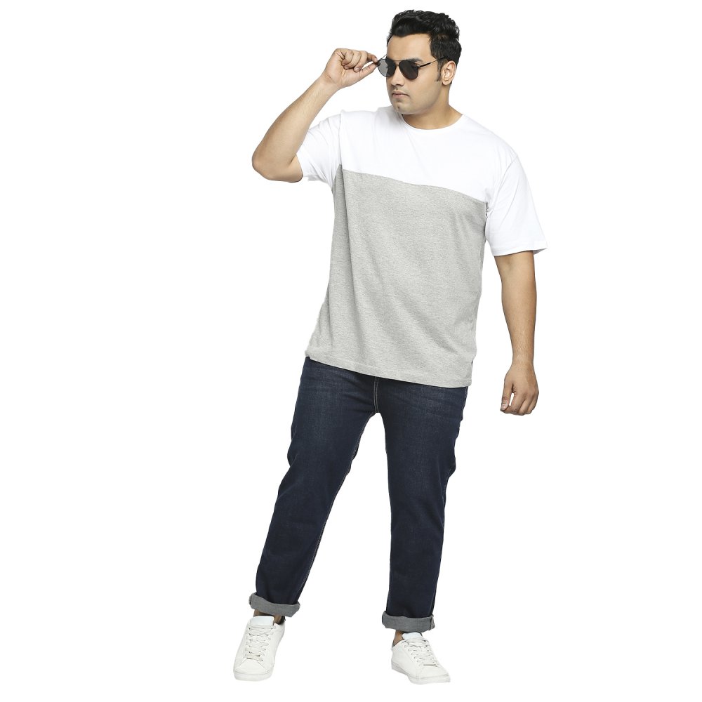 T-Shirt - Color Block - White Grey