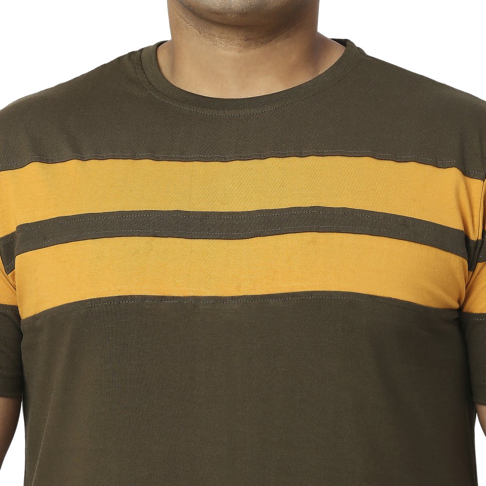 T-Shirt - Double Stripe - Olive Yellow