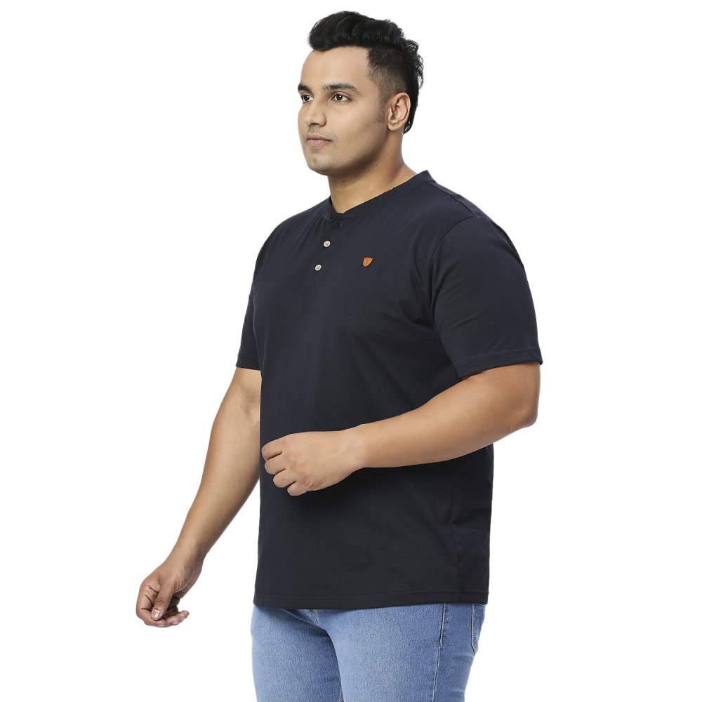 T-Shirt - Henley - Navy Blue