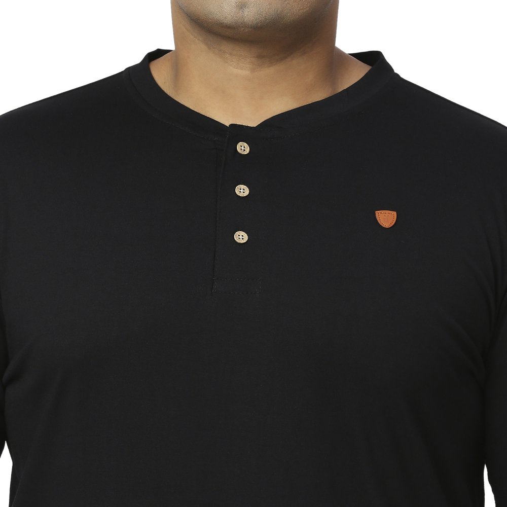 T-Shirt - Henley - Jet Black