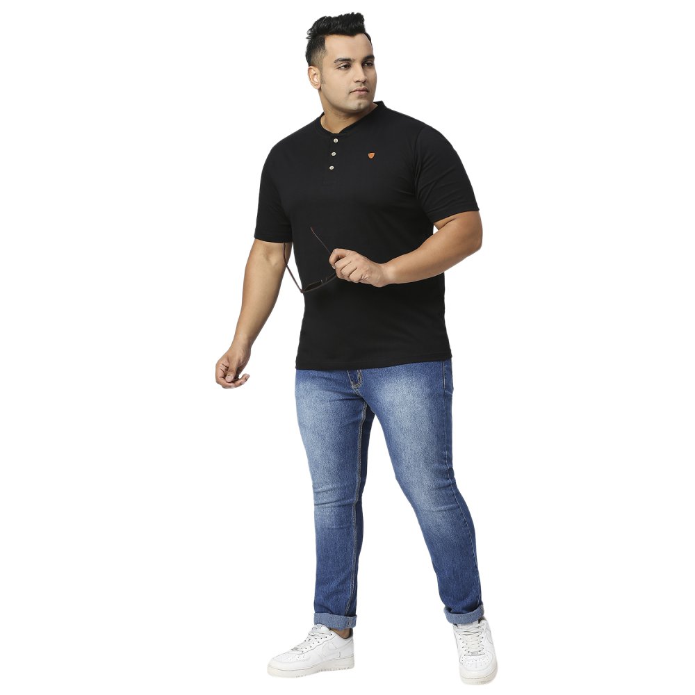 T-Shirt - Henley - Jet Black