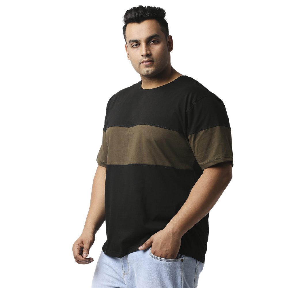 T-Shirt - Stripe - Olive Black