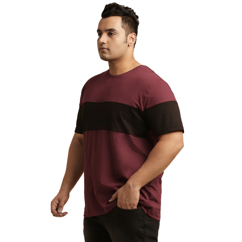 T-Shirt - Stripe - Maroon Black