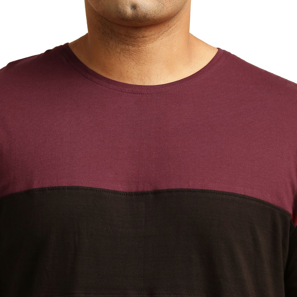 T-Shirt - Stripe - Maroon Black