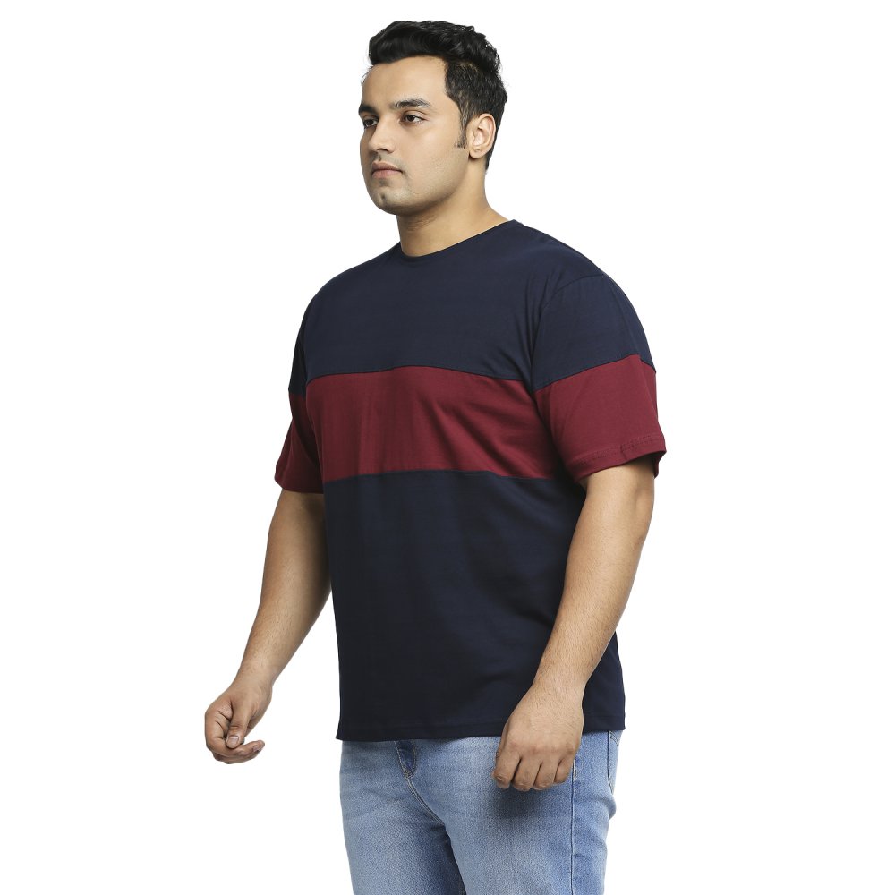 T-Shirt - Stripe - Navy Maroon