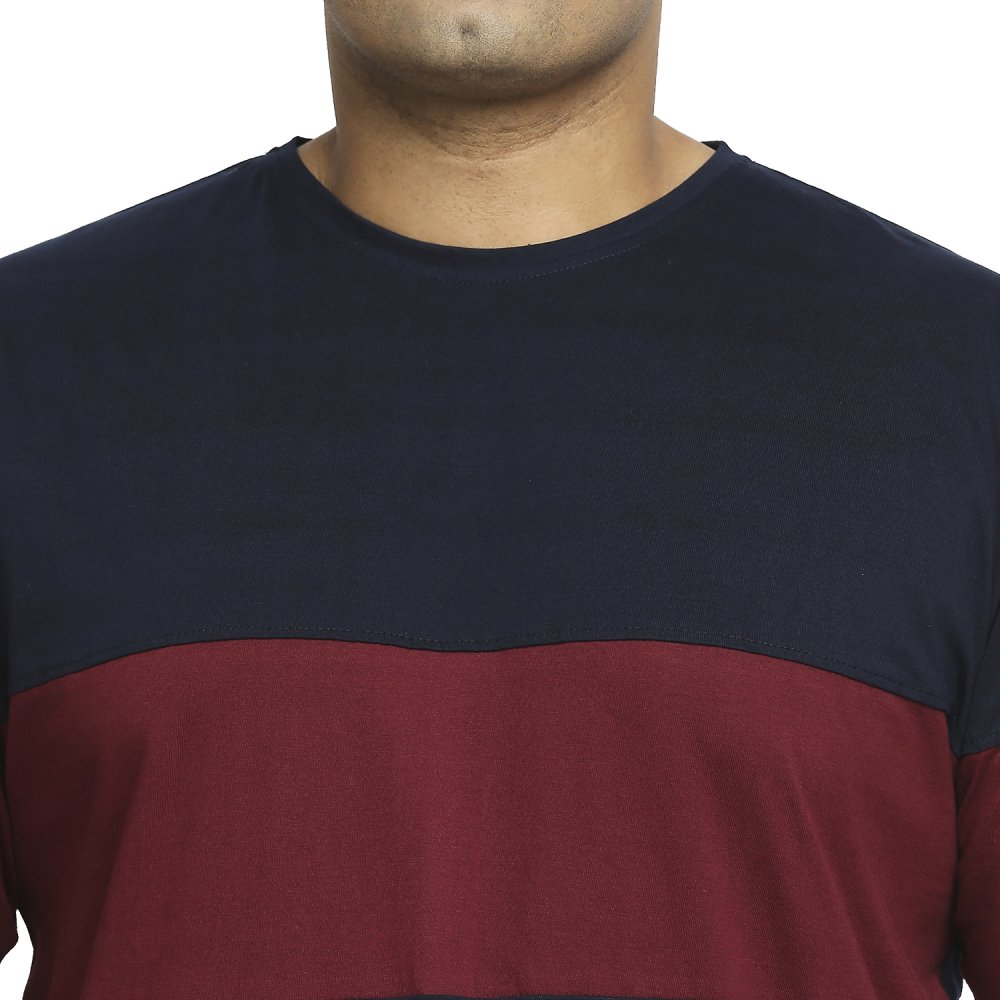 T-Shirt - Stripe - Navy Maroon